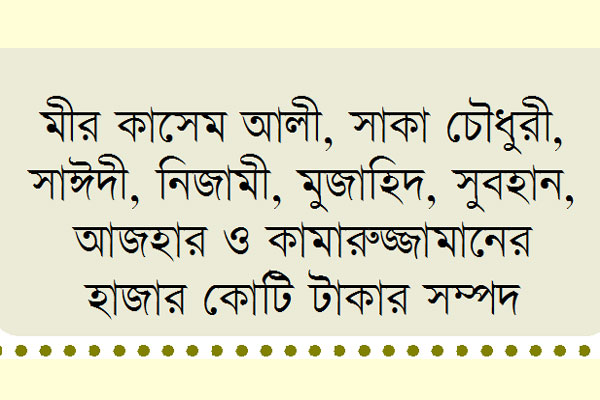 যুদ্ধাপরাধীদের কার কত সম্পদ