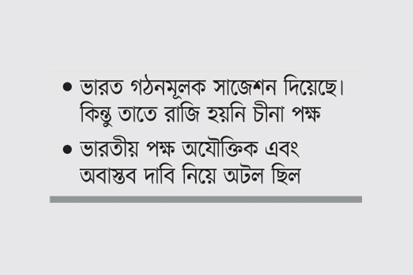 ভারত ও চীন সামরিক আলোচনা ব্যর্থ, অচলাবস্থা অব্যাহত