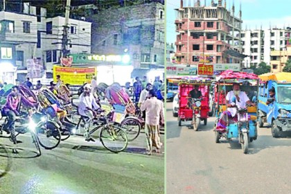 রাতের ঢাকা ব্যাটারি রিকশার দখলে