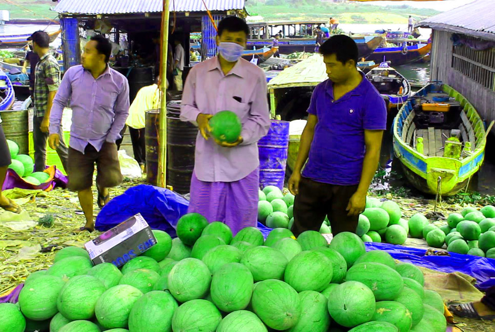 পাহাড়ে তরমুজের বাম্পার ফলন