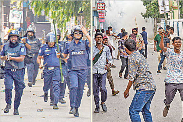 গাইবান্ধার র‌্যালিতে পুলিশের টিয়ার শেল সংঘর্ষ, আহত ৭