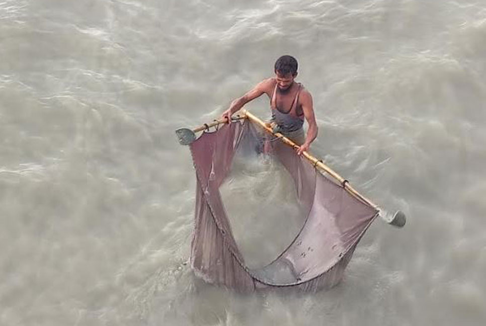 কুতুবদিয়ার পুরাতন ঐতিহ্য ‘হ্যাঙ্গা’ জালে মাছ ধরা