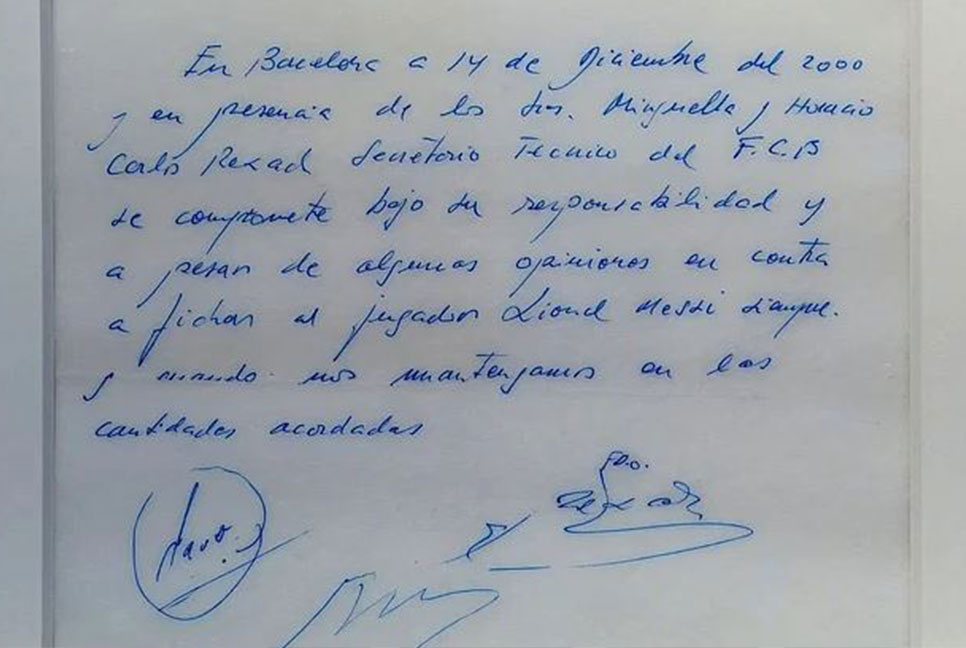 মেসি-বার্সা চুক্তির সেই ন্যাপকিন পেপার নিলামে বিক্রি