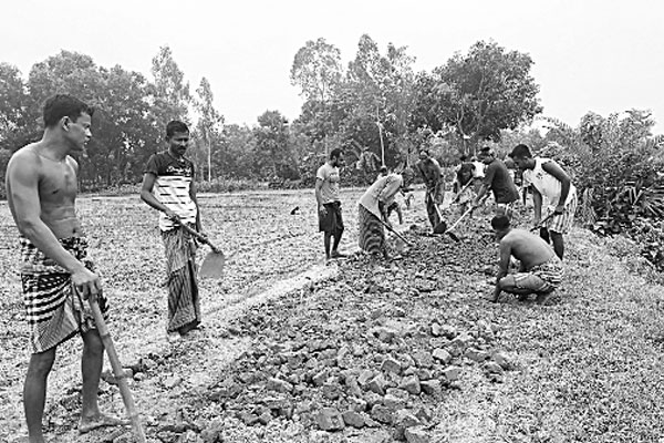 স্বেচ্ছাশ্রমে রাস্তা সংস্কার