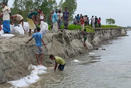 ভূরুঙ্গামারীতে তীব্র নদী ভাঙন