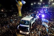 Cup-winning Argentina team's bus parade after reaching home