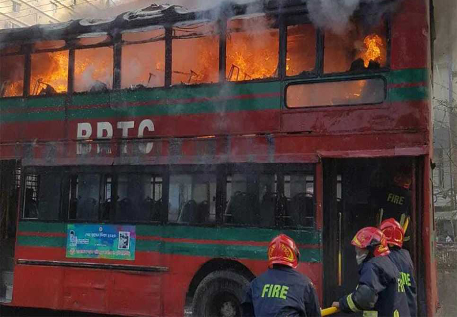 BRTC bus torched in City’s Mirpur
