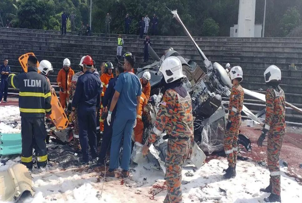 All 10 crew killed as 2 Malaysian military helicopters collide and crash
