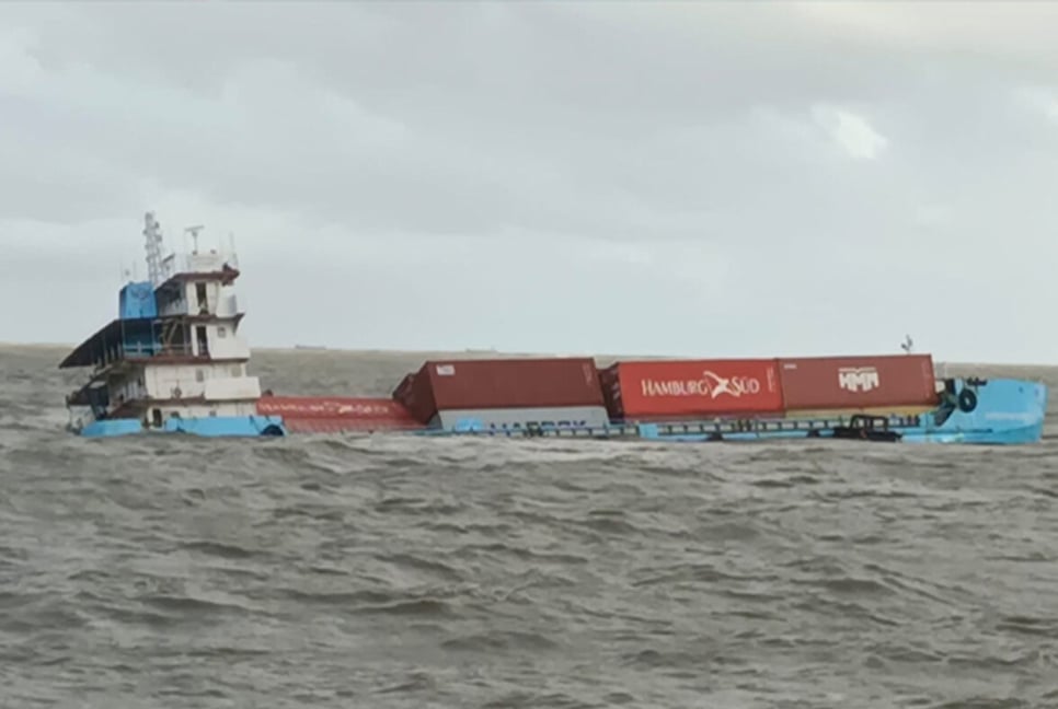 Cargo vessel overturned in Bay of Bengal with 12 crews