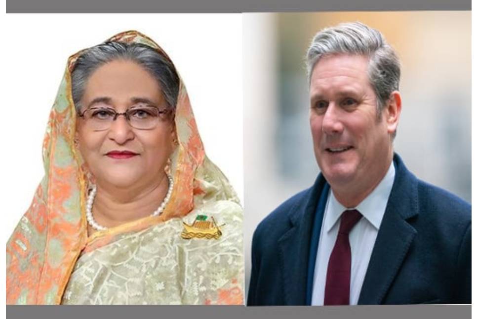 Sheikh Hasina greets new British PM Keir Starmer 